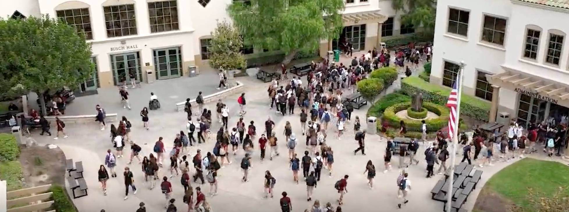 Students walking outside on JSerra High School campus